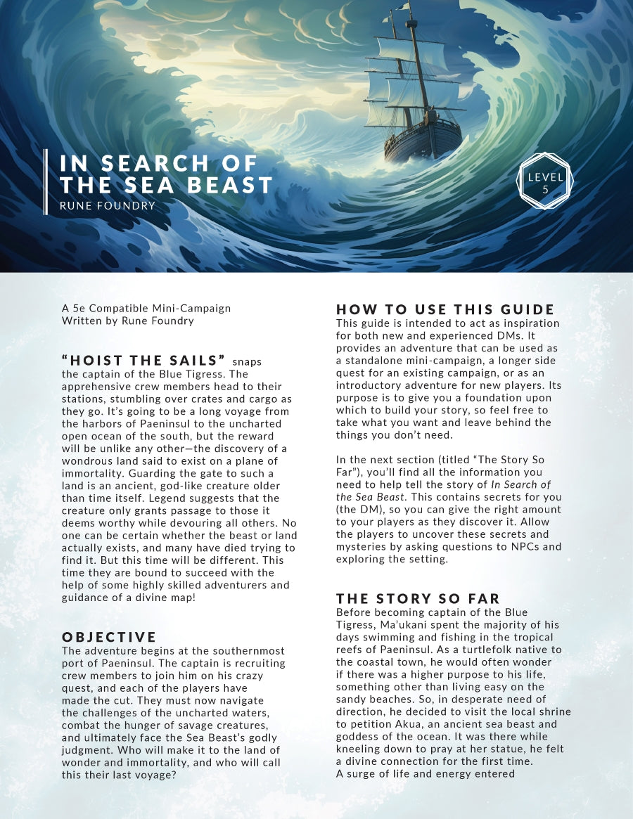 In Search of the Sea Beast - DnD Mini-Campaign – Rune Foundry