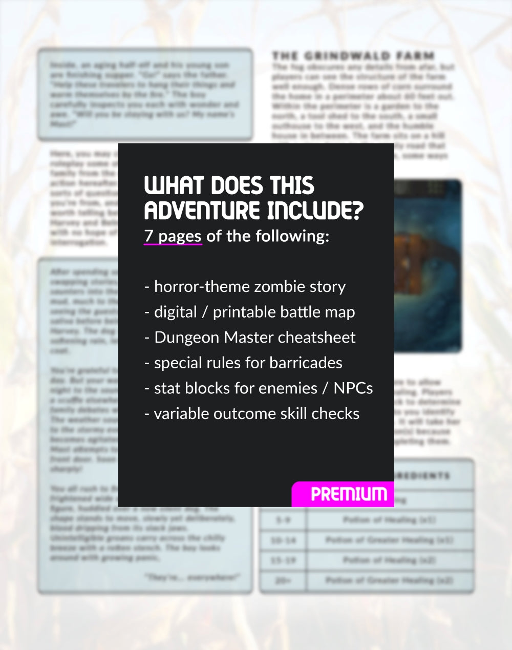 What's Included in the Zombie DnD One Shot