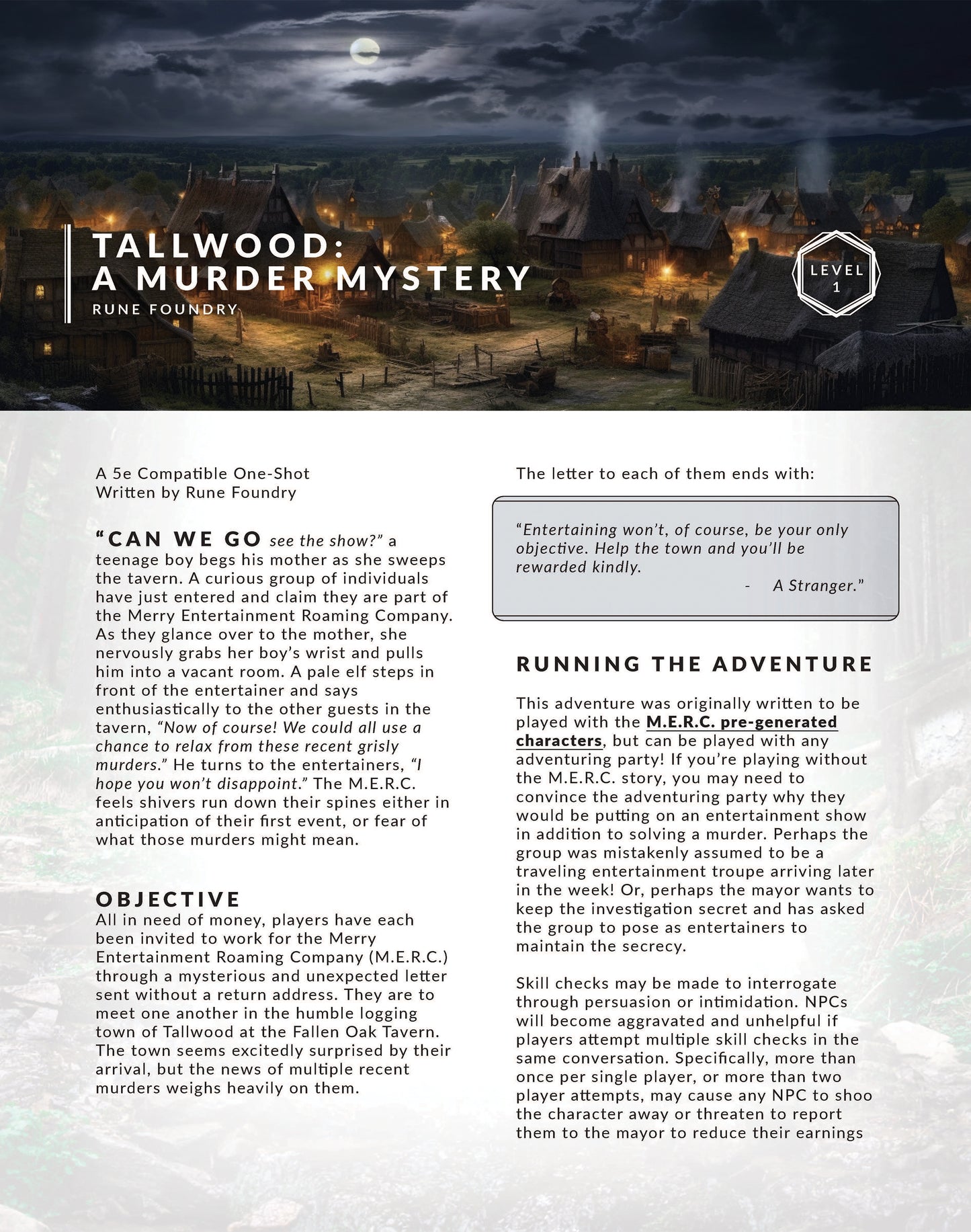 DnD Murder Mystery One Shot from Rune Foundry