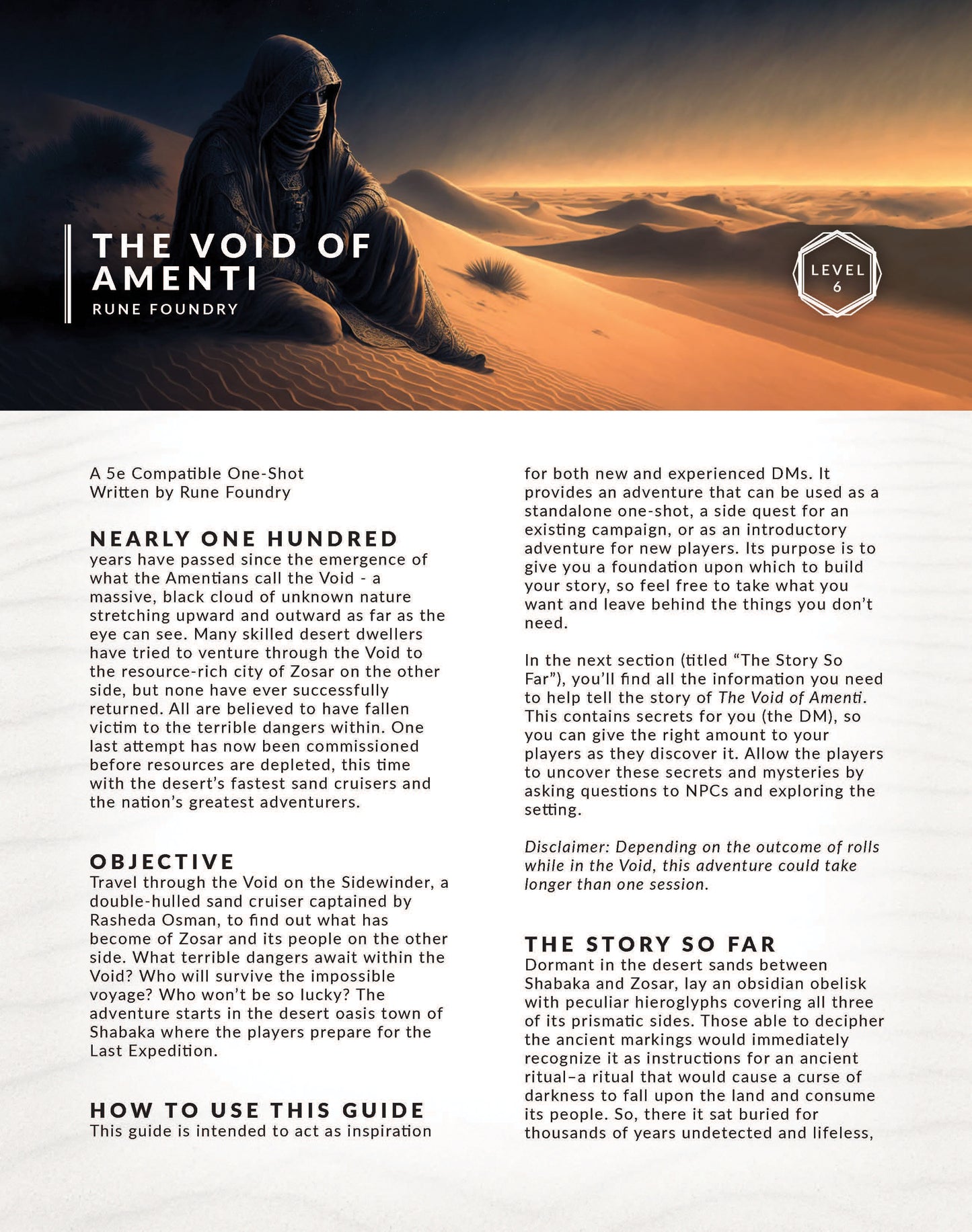 DnD One Shot PDF from Rune Foundry | The Void of Amenti