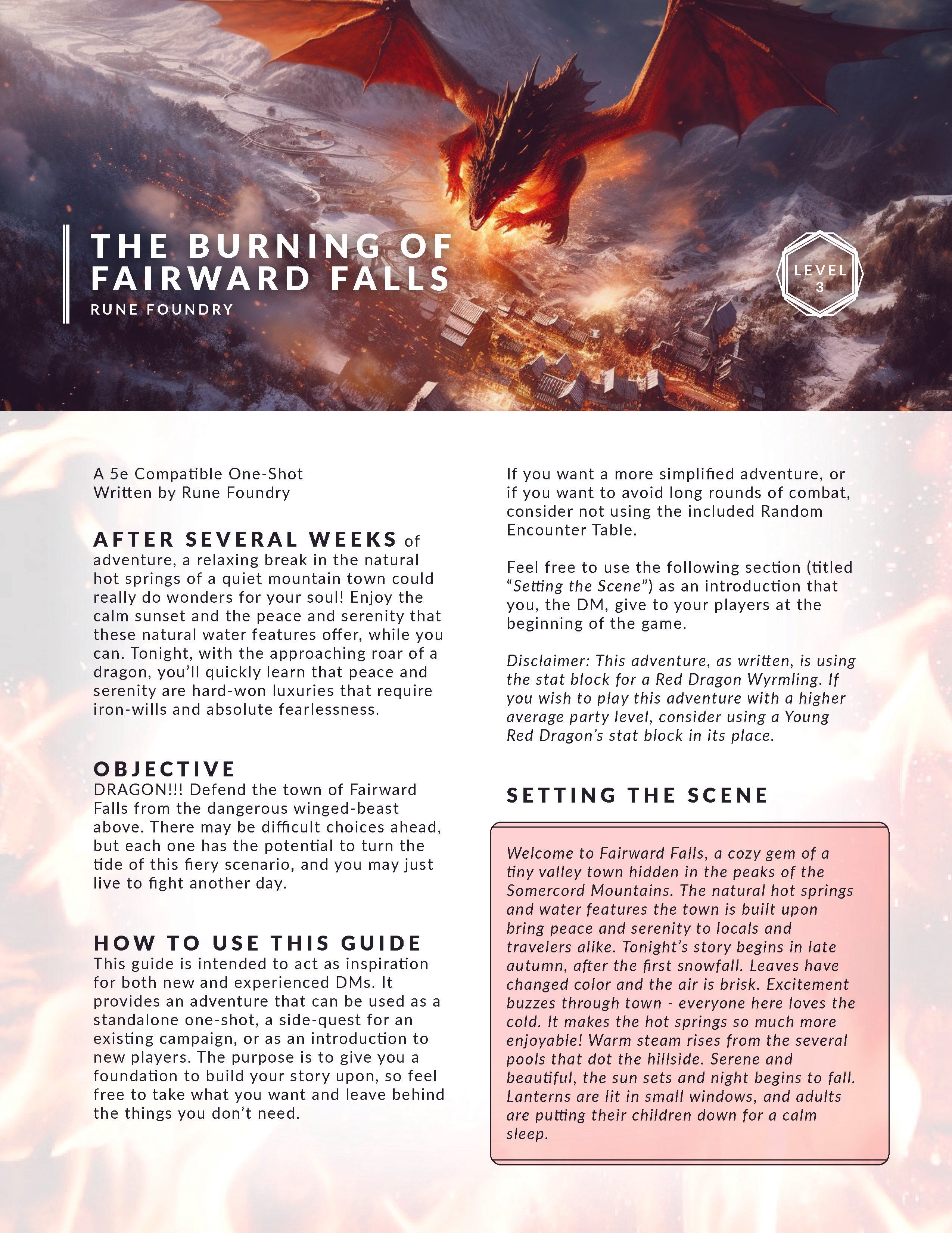 Free DnD 5e One-Shot Dragon Adventure - The Burning of Fairward Falls –  Rune Foundry