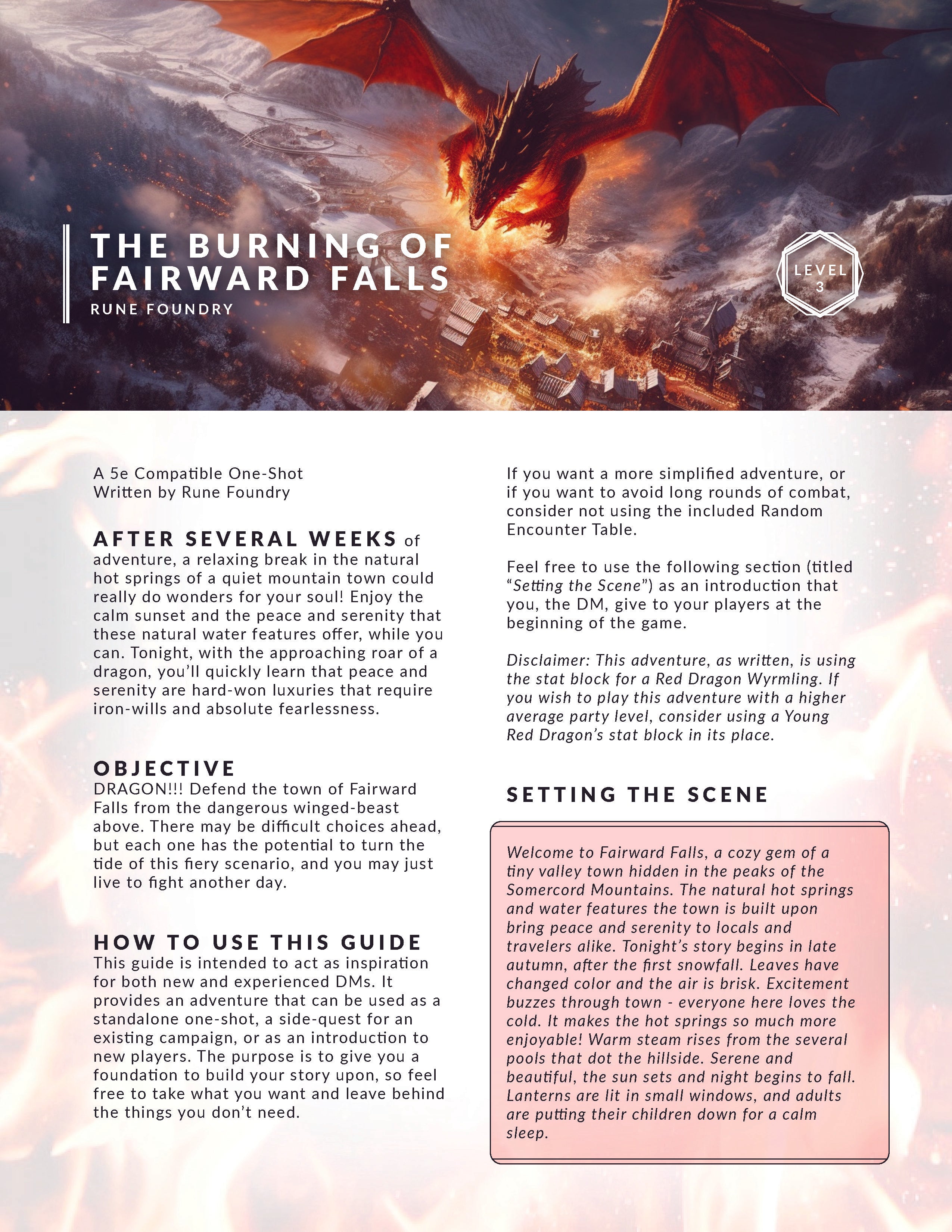 Free DnD 5e One-Shot Dragon Adventure - The Burning of Fairward