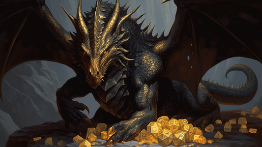 Dragon hoard of gold DnD dice treasure