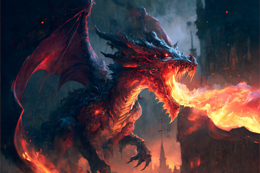 Fire breathing dragon fantasy art image for Dungeons & Dragons