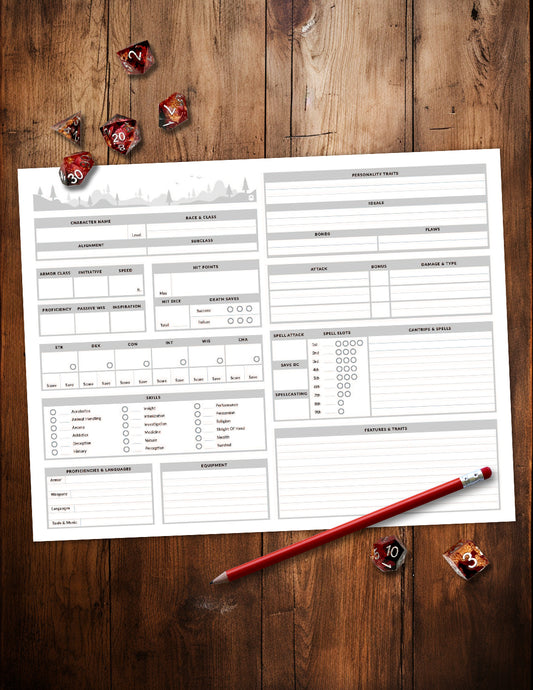 Downloadable and Fillable Blank DnD 5e character sheet