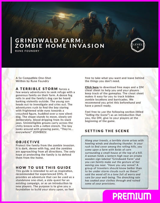 Grindwald Farm Zombie Home Invasion DnD 5e One Shot Adventure