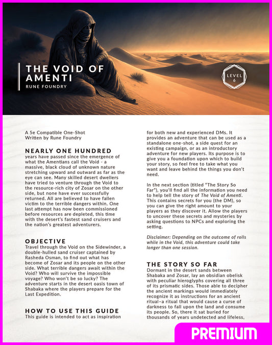 DnD One Shot PDF from Rune Foundry | The Void of Amenti