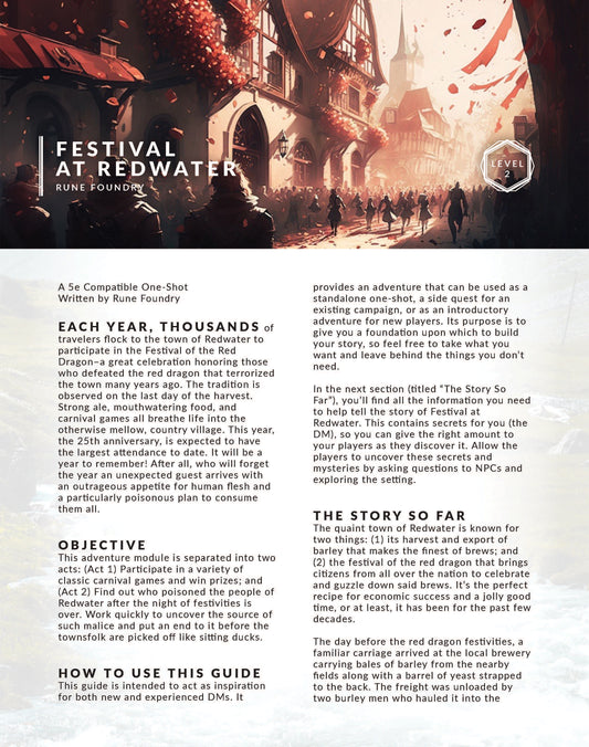 Festival at Redwater DnD Carnival Mystery One Shot Adventure Preview