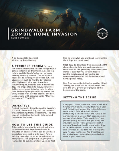 Grindwald Farm Zombie Home Invasion DnD 5e One Shot Adventure