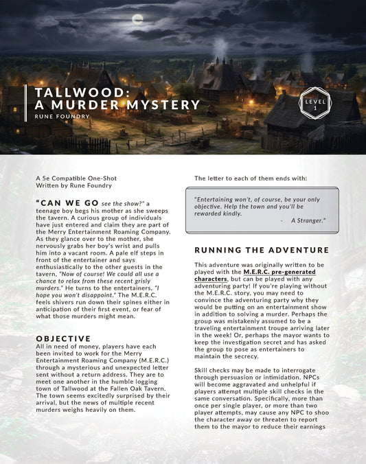 DnD Murder Mystery One Shot from Rune Foundry