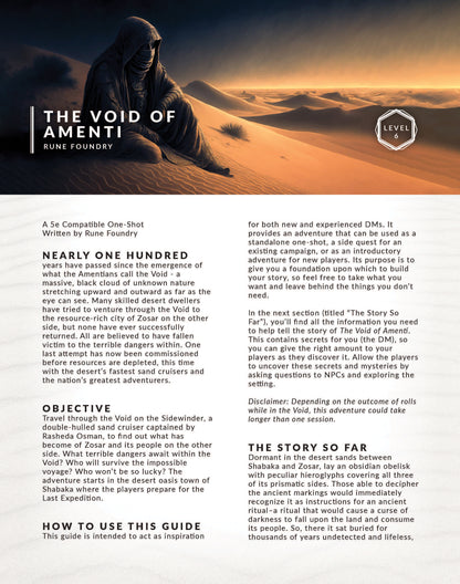 DnD One Shot PDF from Rune Foundry | The Void of Amenti