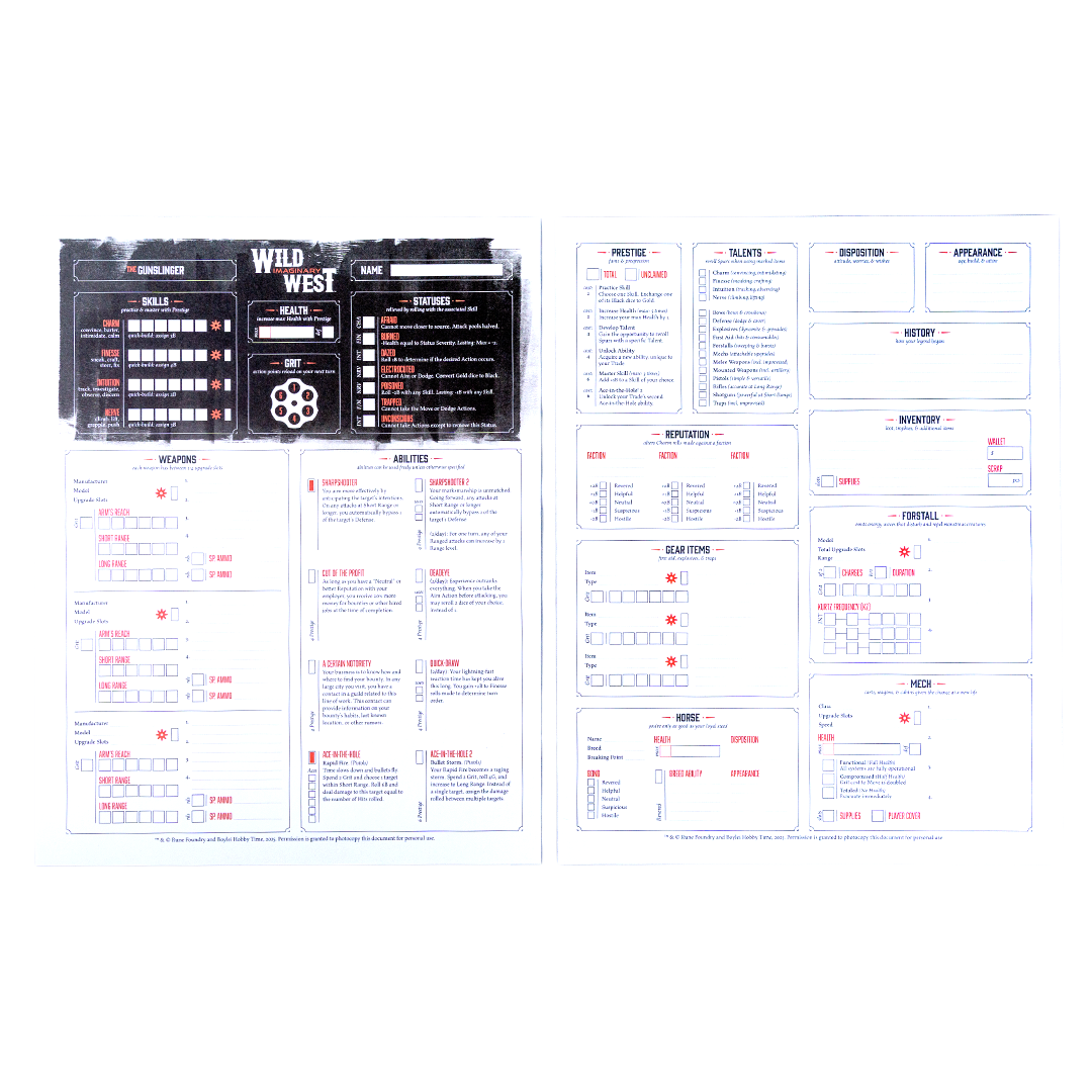 WIW Character Sheets
