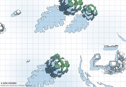 DnD map, arctic tundra frozen snowy trees | Rune Foundry