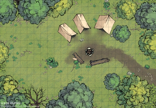 DnD map, forest encampment with tents during day | Rune Foundry
