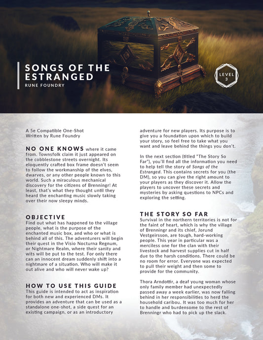 Free DnD One Shot PDF from Rune Foundry | Songs of the Estranged