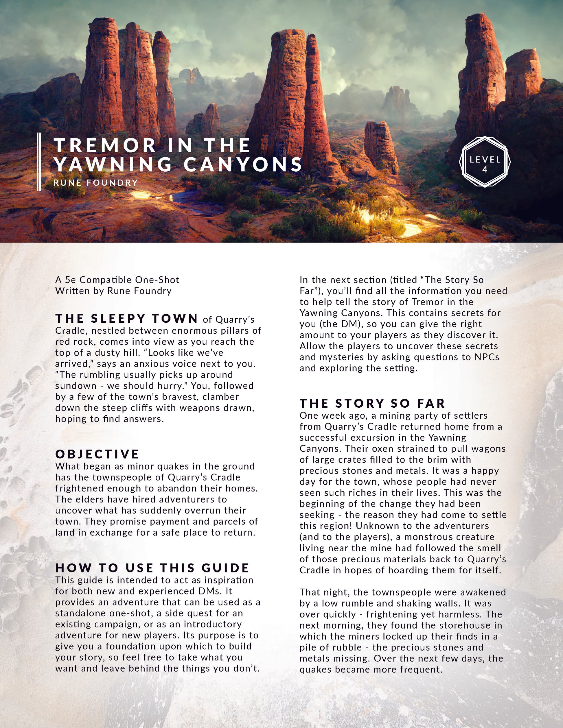 Free DnD 5e OneShot Adventure for Download Tremor in the Yawnin